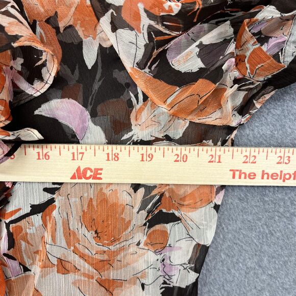 Lauren Ralph Lauren 2 Piece Set Womens 14 Brown Floral Chiffon Ruffle Skirt L - Picture 8 of 16